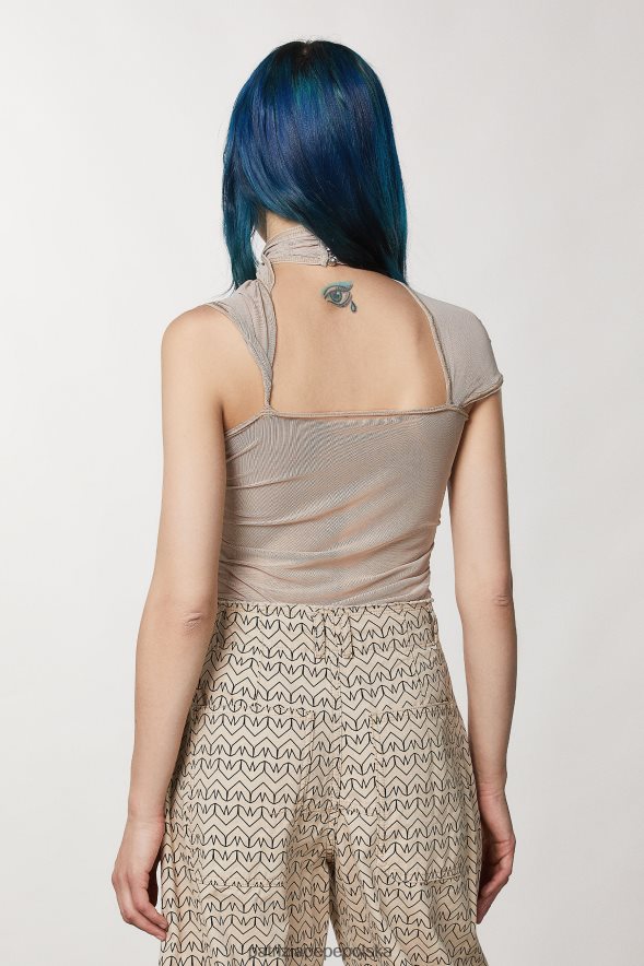 strój Patrizia Pepe rzemieślniczy beż kobiety koszulka typu crossover na jedno ramię 866488633