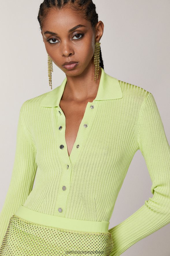 strój Patrizia Pepe słoneczna limonka kobiety Body ze ściągaczem 866488415