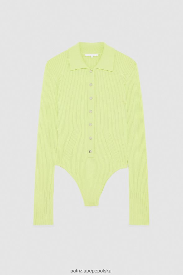 strój Patrizia Pepe słoneczna limonka kobiety Body ze ściągaczem 866488415