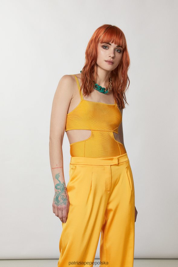 strój Patrizia Pepe soczysta pomarańcza kobiety wycięty top 866488316