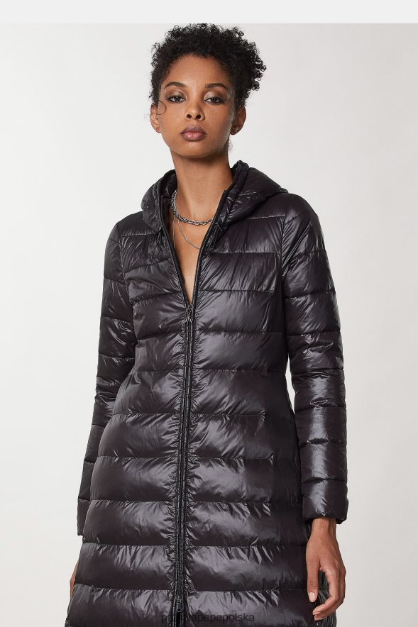 strój Patrizia Pepe Nero kobiety długa kurtka puchowa z kapturem 86648850