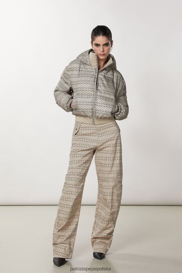 strój Patrizia Pepe rzemieślniczy beżowy monogram kobiety Kurtka puchowa z kapturem i monogramem 866488634