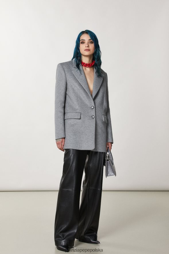 strój Patrizia Pepe Grigio Chiaro Mel. kobiety Płaszcz z domieszką wełny 866488172