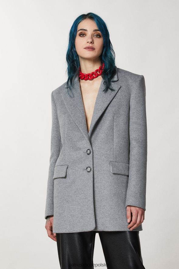 strój Patrizia Pepe Grigio Chiaro Mel. kobiety Płaszcz z domieszką wełny 866488172