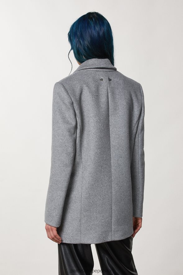 strój Patrizia Pepe Grigio Chiaro Mel. kobiety Płaszcz z domieszką wełny 866488172