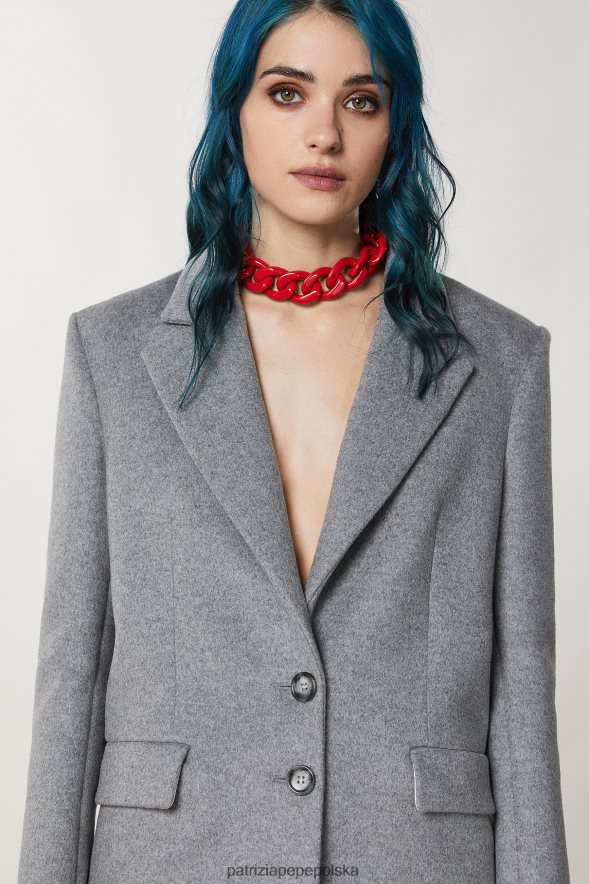 strój Patrizia Pepe Grigio Chiaro Mel. kobiety Płaszcz z domieszką wełny 866488172