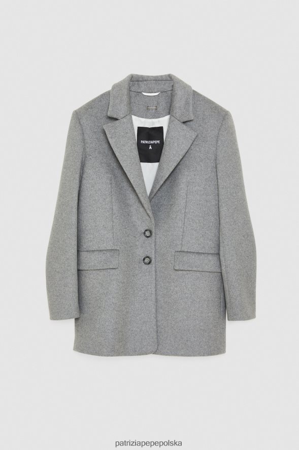 strój Patrizia Pepe Grigio Chiaro Mel. kobiety Płaszcz z domieszką wełny 866488172