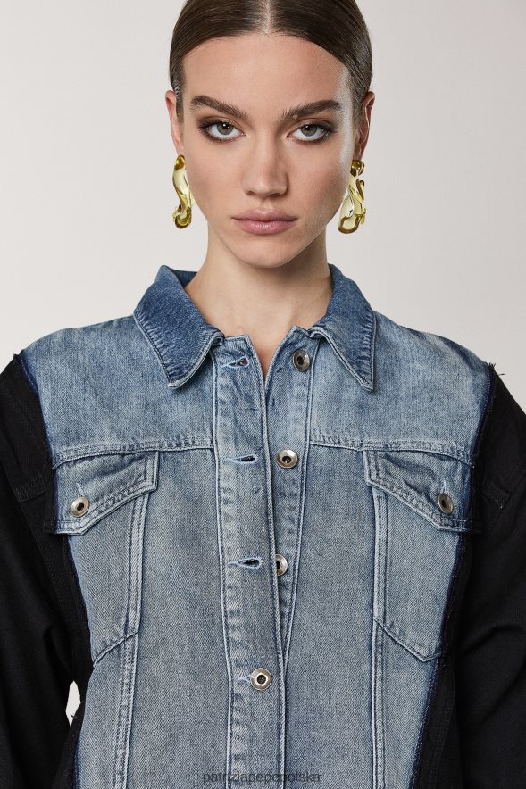 strój Patrizia Pepe Indygo czarne pranie kobiety dwukolorowa kurtka dżinsowa 866488386