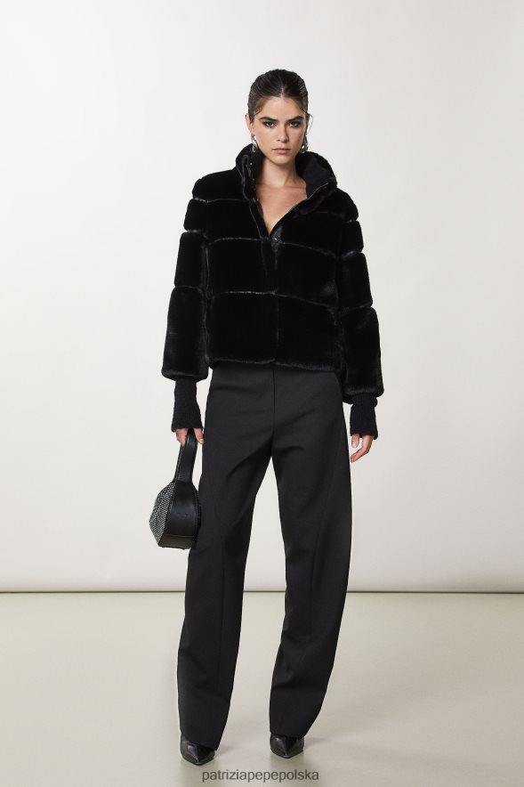 strój Patrizia Pepe Nero kobiety krótka miękka kurtka 866488652