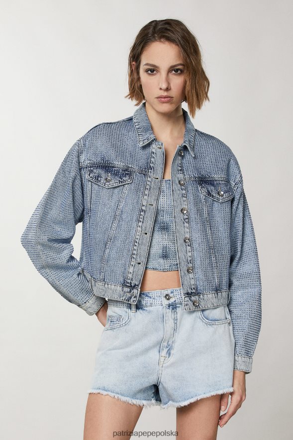 strój Patrizia Pepe jasny kamień klejnot kobiety jeansowa kurtka 866488387