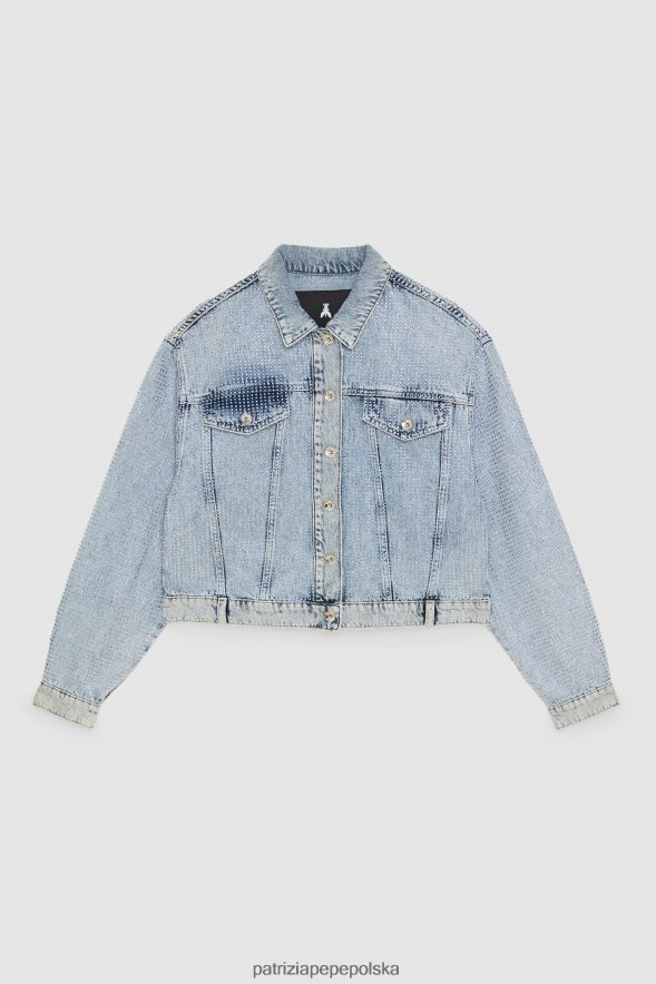 strój Patrizia Pepe jasny kamień klejnot kobiety jeansowa kurtka 866488387