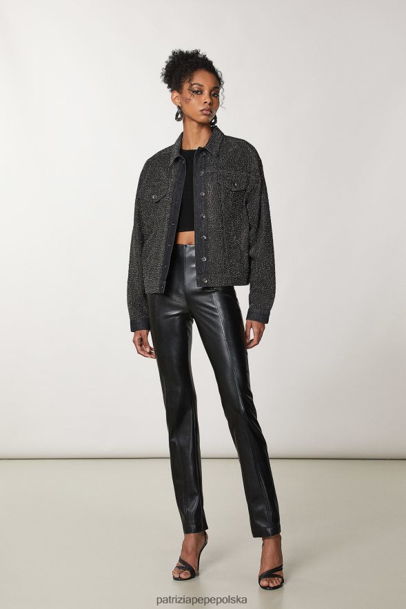 strój Patrizia Pepe mycie czarnej biżuterii kobiety bawełniana kurtka dżinsowa 866488162