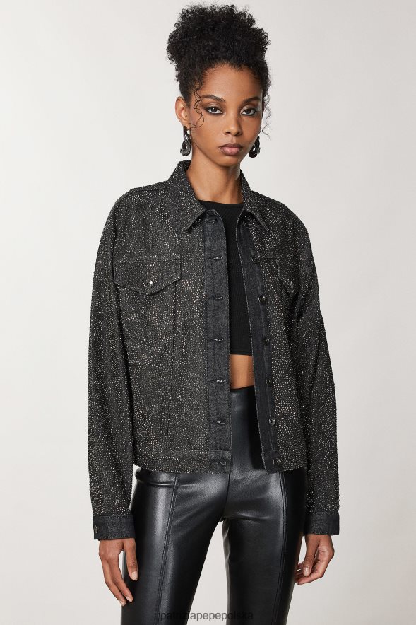 strój Patrizia Pepe mycie czarnej biżuterii kobiety bawełniana kurtka dżinsowa 866488162