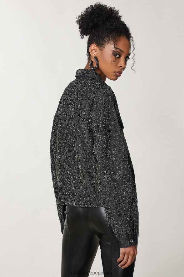 strój Patrizia Pepe mycie czarnej biżuterii kobiety bawełniana kurtka dżinsowa 866488162