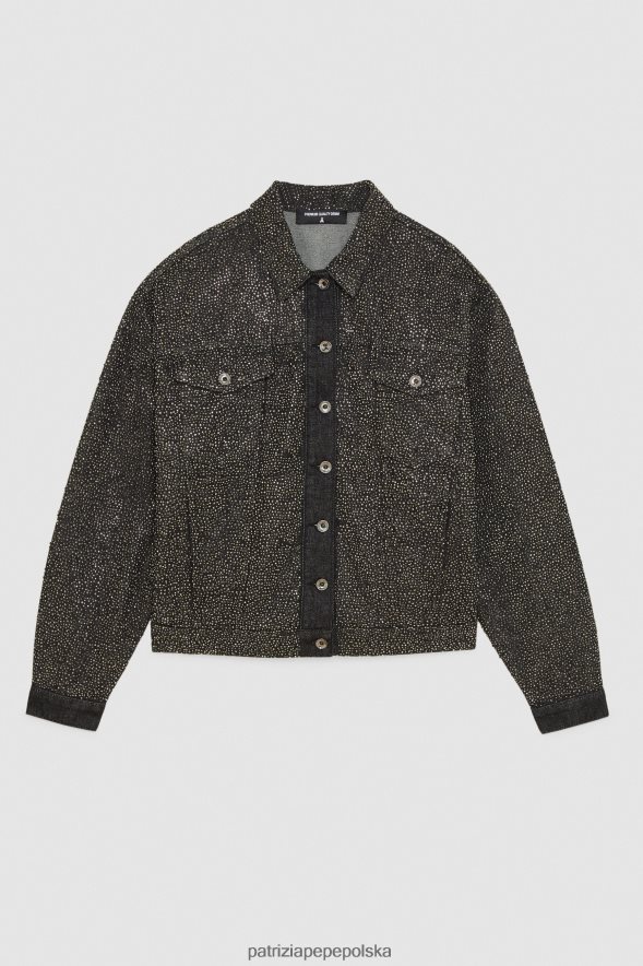 strój Patrizia Pepe mycie czarnej biżuterii kobiety bawełniana kurtka dżinsowa 866488162