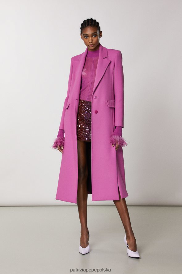 strój Patrizia Pepe orchidea fioletowa kobiety długi płaszcz z rozcięciami 866488524