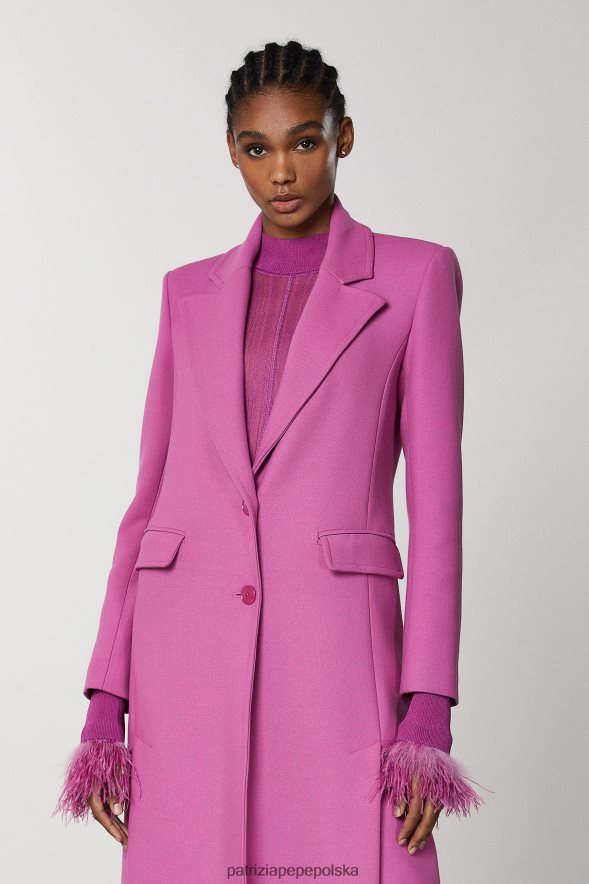 strój Patrizia Pepe orchidea fioletowa kobiety długi płaszcz z rozcięciami 866488524