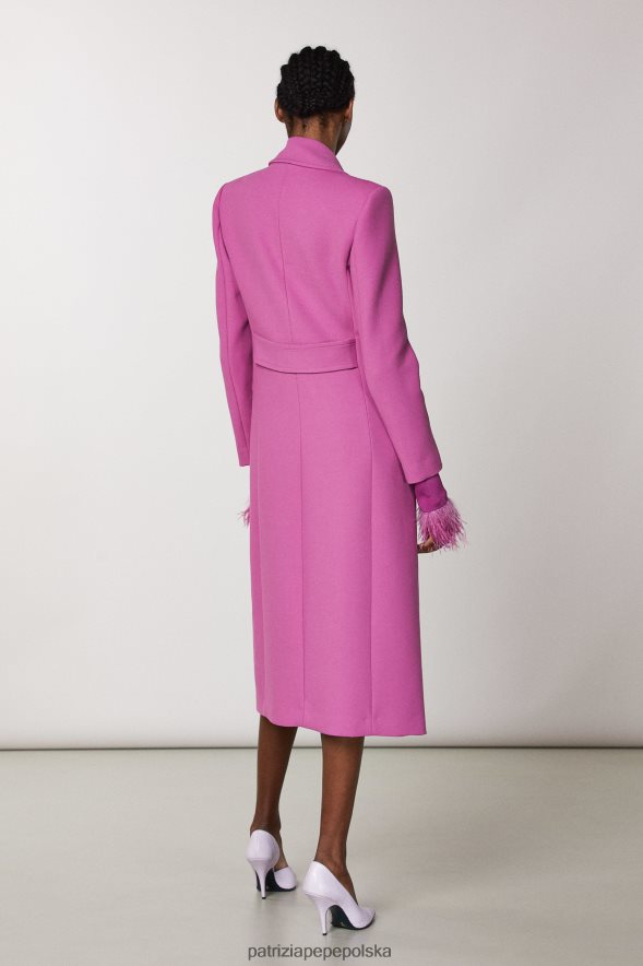 strój Patrizia Pepe orchidea fioletowa kobiety długi płaszcz z rozcięciami 866488524