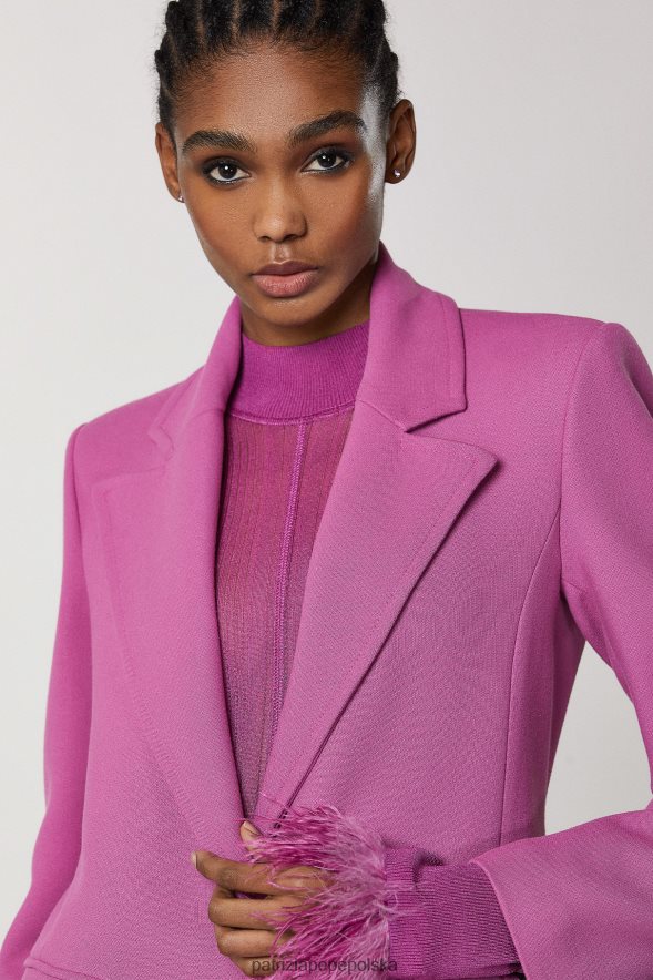 strój Patrizia Pepe orchidea fioletowa kobiety długi płaszcz z rozcięciami 866488524