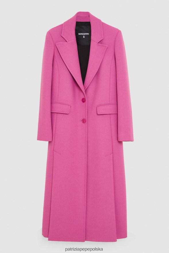 strój Patrizia Pepe orchidea fioletowa kobiety długi płaszcz z rozcięciami 866488524