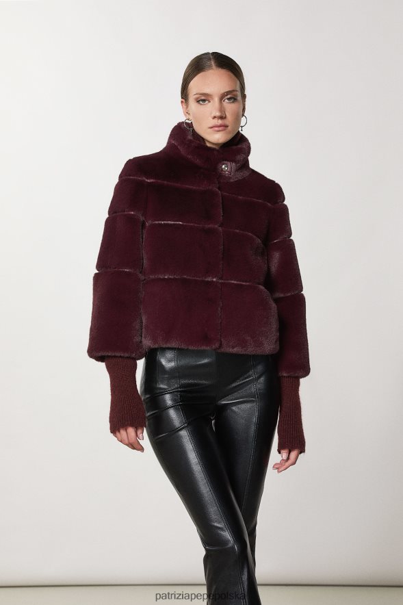 strój Patrizia Pepe organiczny fiolet kobiety krótka miękka kurtka 866488644