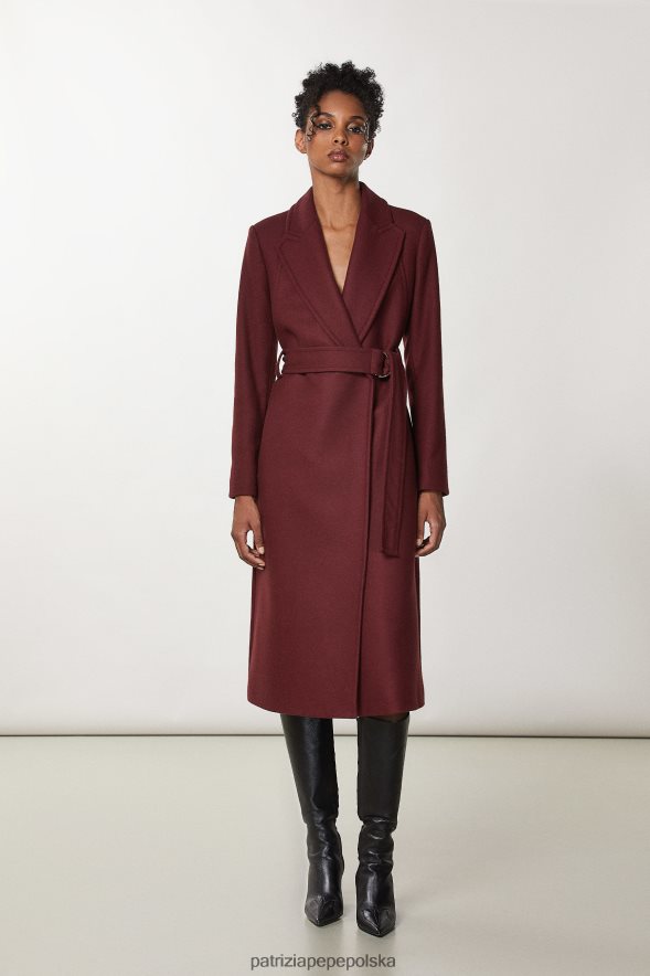 strój Patrizia Pepe organiczny fiolet kobiety niezbędny płaszcz z paskiem 866488706