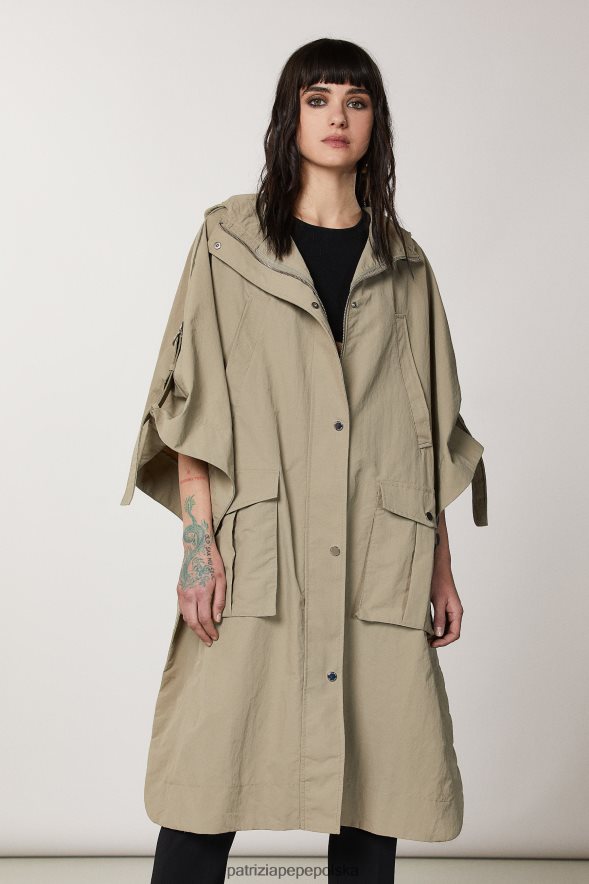 strój Patrizia Pepe szałwia zielona kobiety peleryna z kapturem 866488460