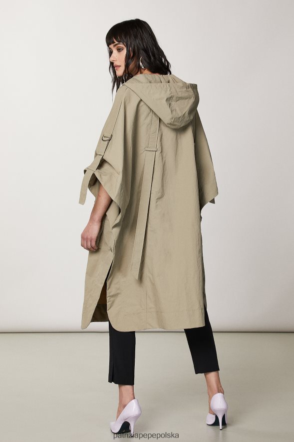 strój Patrizia Pepe szałwia zielona kobiety peleryna z kapturem 866488460