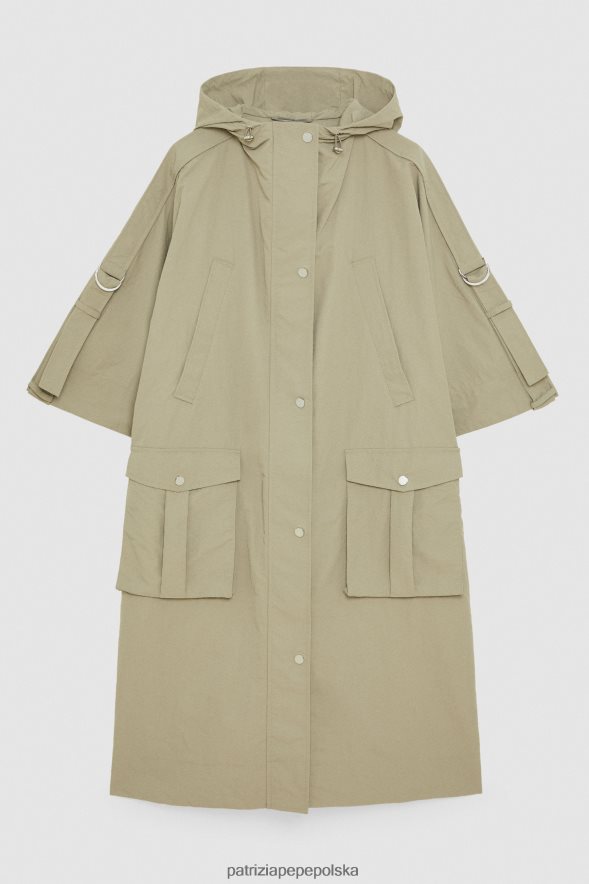 strój Patrizia Pepe szałwia zielona kobiety peleryna z kapturem 866488460