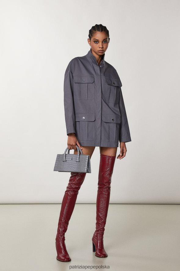 strój Patrizia Pepe szary tornado kobiety parka z wysokim dekoltem 866488130