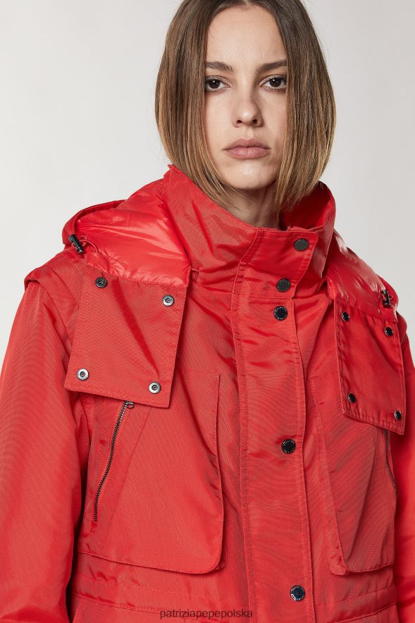 strój Patrizia Pepe wyścigowa czerwień kobiety techniczna kurtka nylonowa 866488142