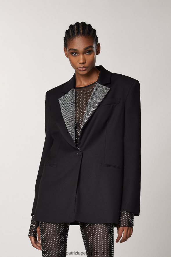 strój Patrizia Pepe Nero kobiety Kurtka z klapami w kształcie kryształków 866488566