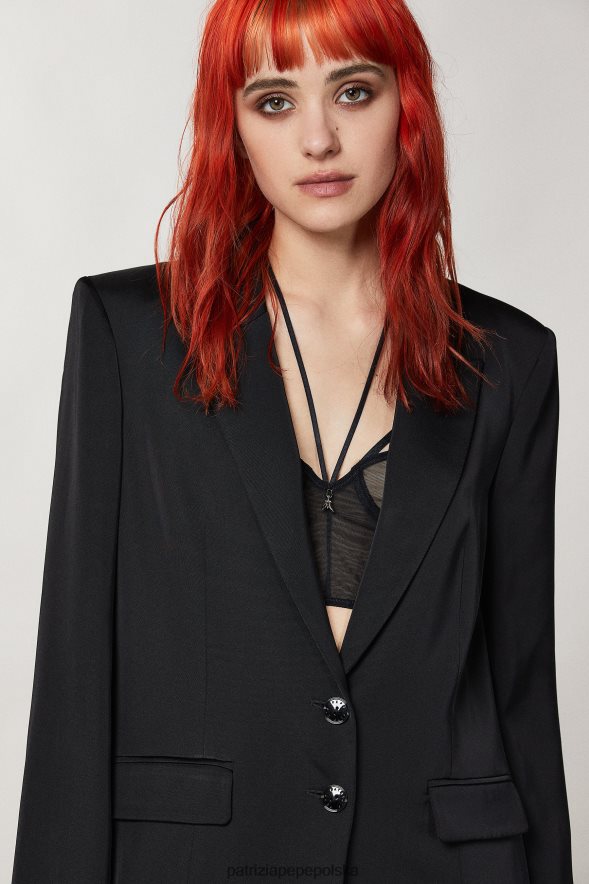 strój Patrizia Pepe Nero kobiety Marynarka zapinana na dwa guziki 866488287