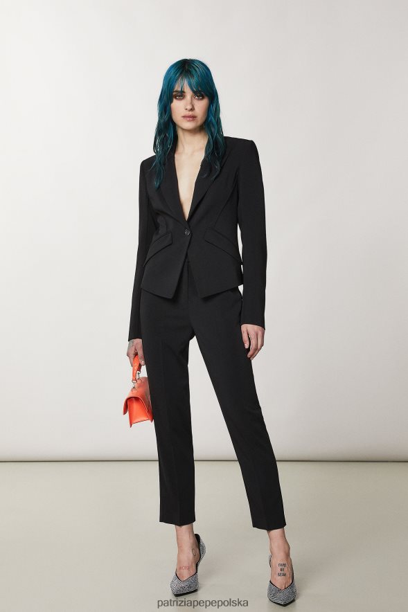 strój Patrizia Pepe Nero kobiety niezbędna kurtka z krepy 866488105