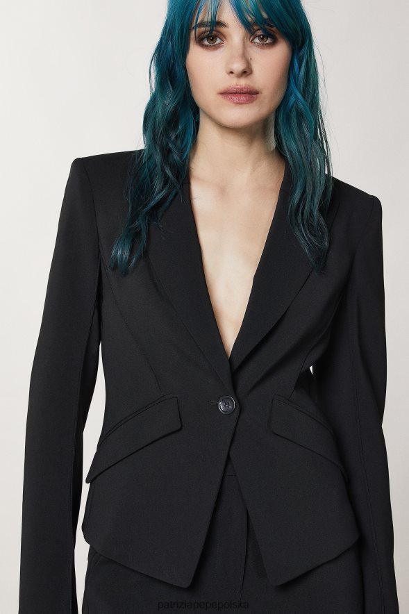 strój Patrizia Pepe Nero kobiety niezbędna kurtka z krepy 866488105