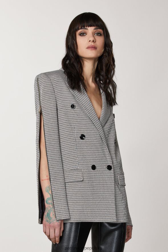 strój Patrizia Pepe beżowy/czarny kobiety dwurzędowa kurtka zapinana na zamek 866488433