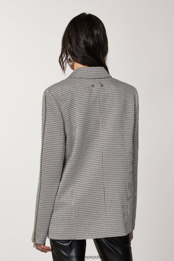 strój Patrizia Pepe beżowy/czarny kobiety dwurzędowa kurtka zapinana na zamek 866488433