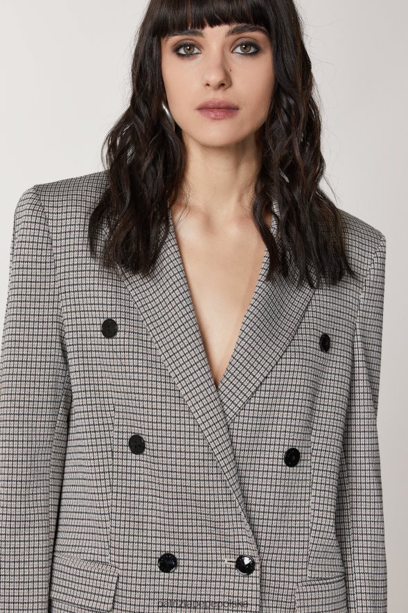 strój Patrizia Pepe beżowy/czarny kobiety dwurzędowa kurtka zapinana na zamek 866488433