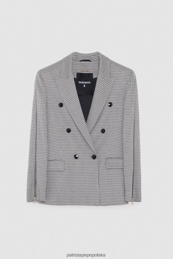 strój Patrizia Pepe beżowy/czarny kobiety dwurzędowa kurtka zapinana na zamek 866488433