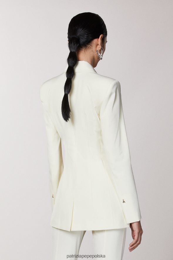 strój Patrizia Pepe biel kokosowa kobiety Wąska marynarka zapinana na 1 guzik 866488284