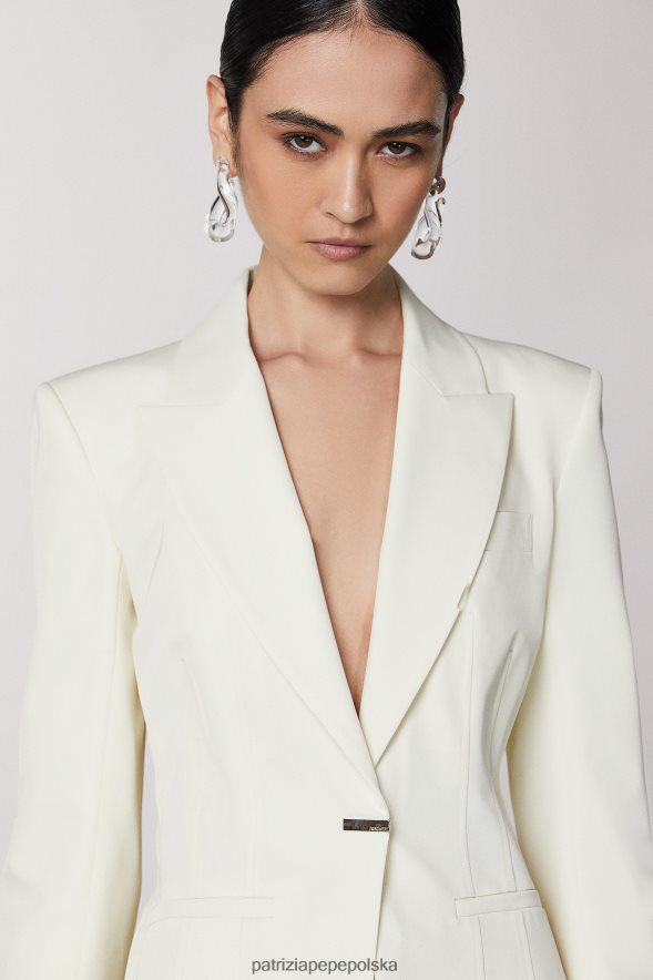 strój Patrizia Pepe biel kokosowa kobiety Wąska marynarka zapinana na 1 guzik 866488284