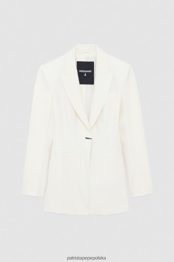 strój Patrizia Pepe biel kokosowa kobiety Wąska marynarka zapinana na 1 guzik 866488284