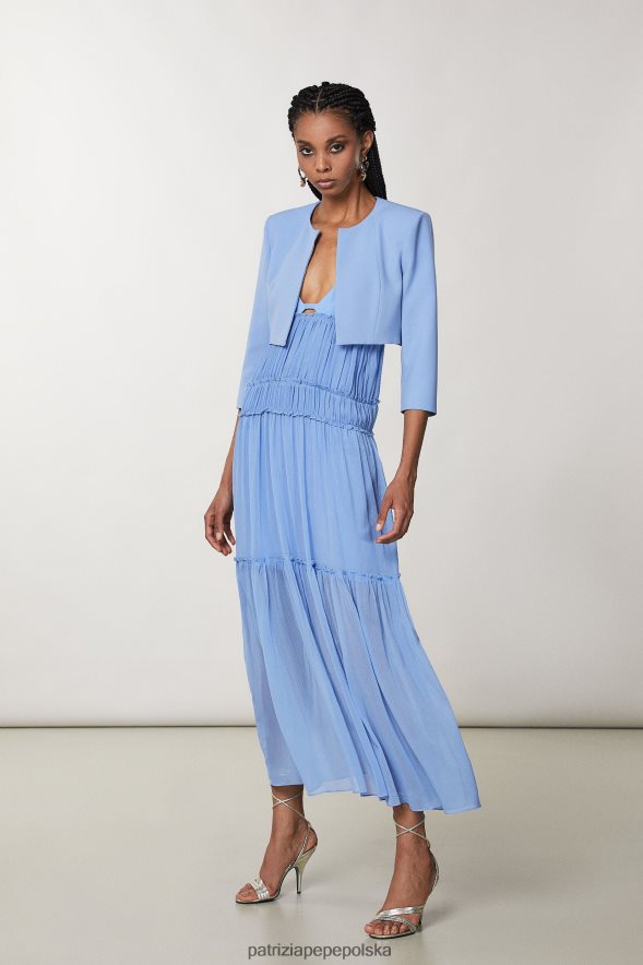 strój Patrizia Pepe ceramiczny niebieski kobiety krótka kurtka z okrągłym dekoltem 866488255