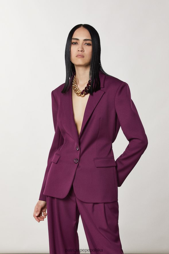 strój Patrizia Pepe futurystyczny fiolet kobiety Kurtka flanelowa zapinana na dwa guziki 86648838