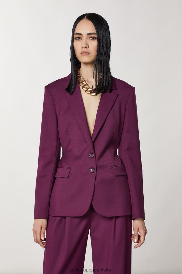 strój Patrizia Pepe futurystyczny fiolet kobiety Kurtka flanelowa zapinana na dwa guziki 86648838