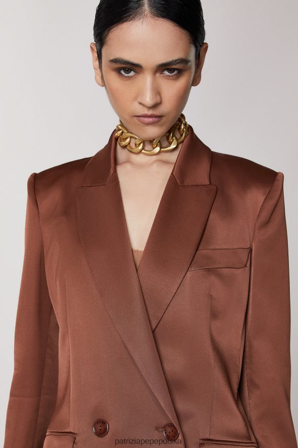 strój Patrizia Pepe gorzka czekolada kobiety dwurzędowa marynarka 866488493