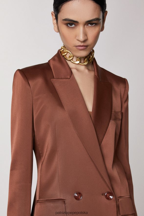 strój Patrizia Pepe gorzka czekolada kobiety dwurzędowa marynarka 866488493
