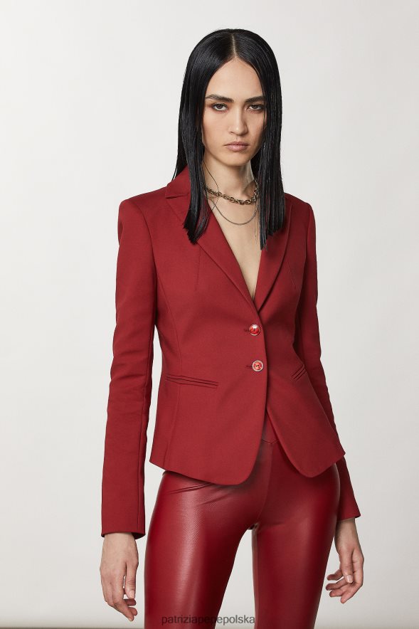 strój Patrizia Pepe marsjańska czerwień kobiety Wąska marynarka zapinana na 2 guziki 866488100