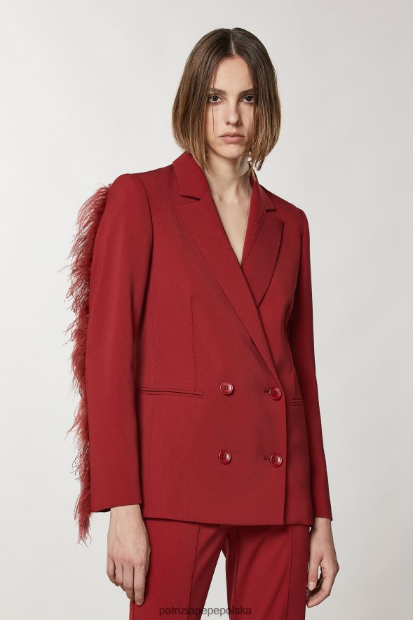 strój Patrizia Pepe marsjańska czerwień kobiety dwurzędowa marynarka 86648885