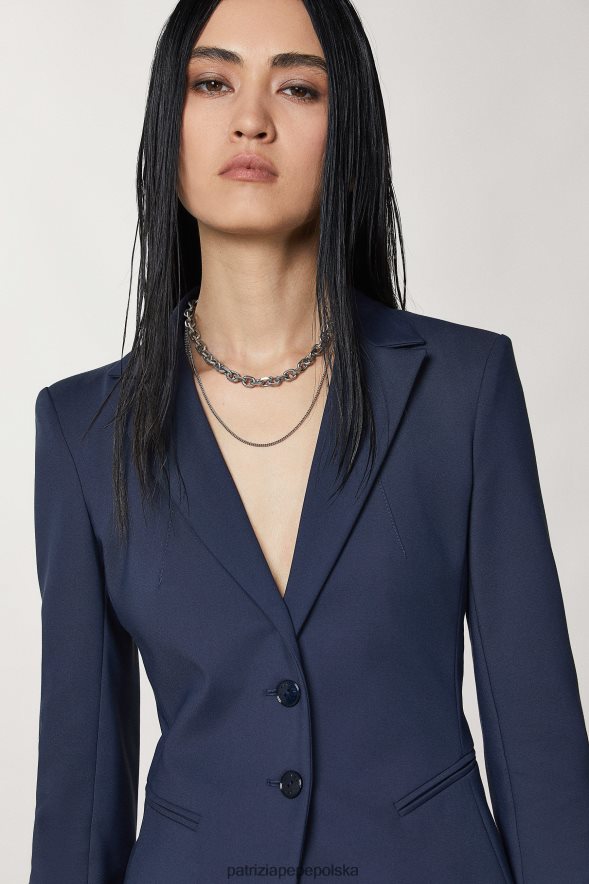 strój Patrizia Pepe marynarka wojenna kobiety Wąska marynarka zapinana na 2 guziki 866488550